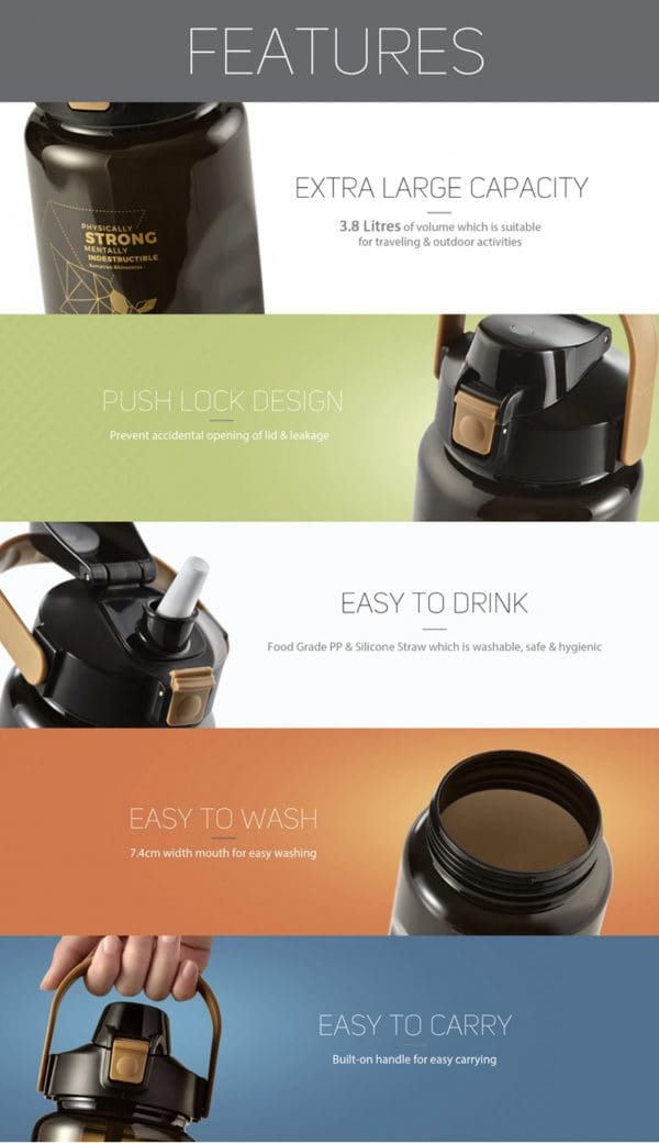 2000ML RELAX TRITAN WATER BOTTLE WITH STRAW - Image 9