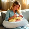 EMPEROR BABY Snowy Moon Nursing Pillow – Ergonomic & Cooling Breathable | Stress Free Feeding
